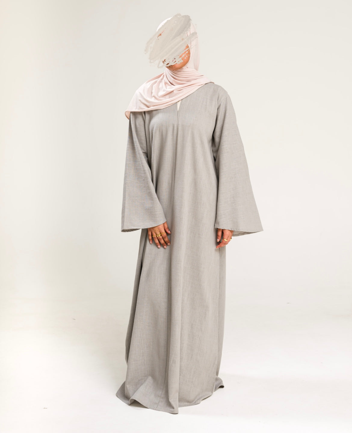 Abaya Murih Linen Silver